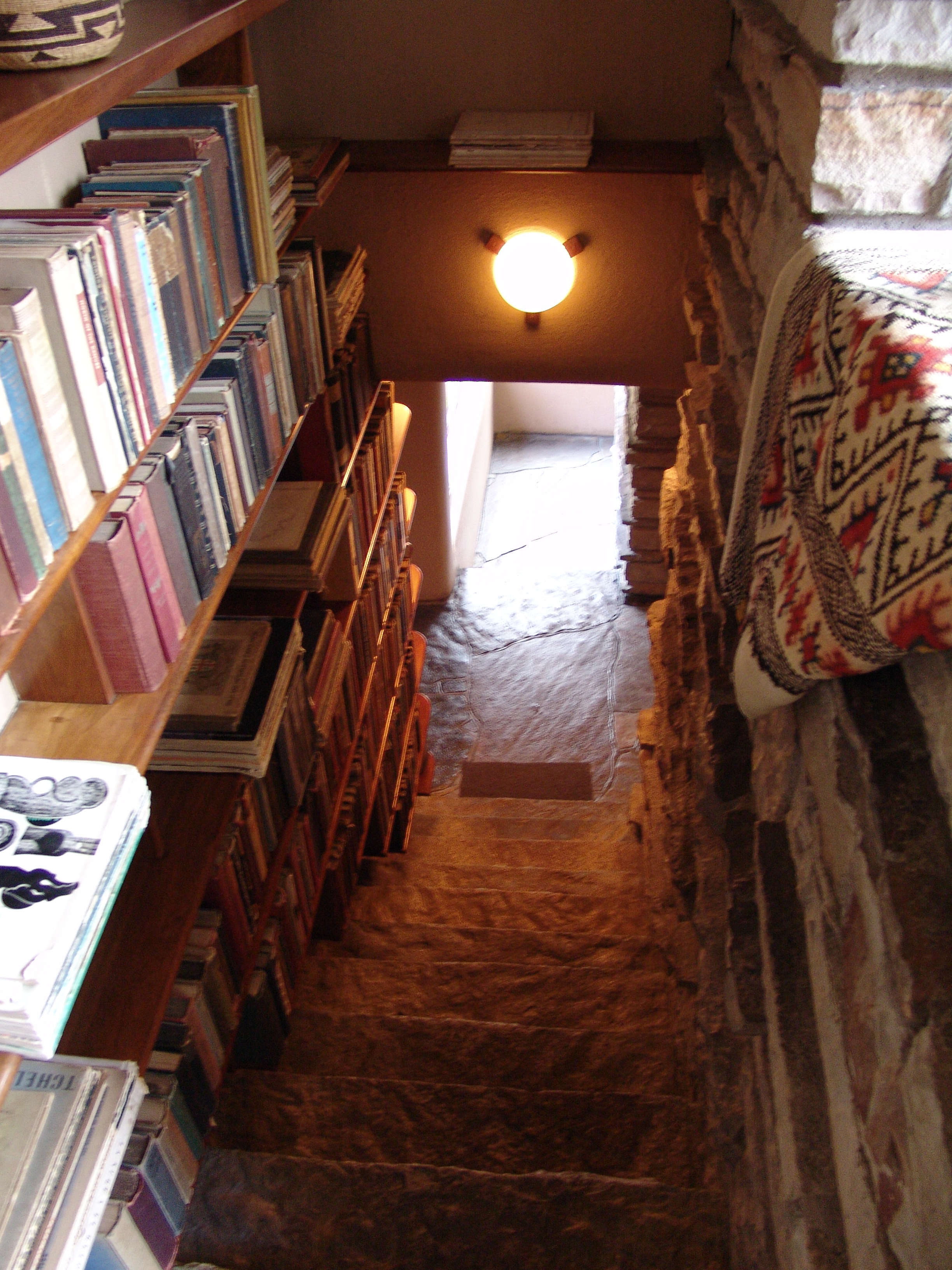 Fallingwater House Third Floor Stair With Bookshelves Frank Lloyd