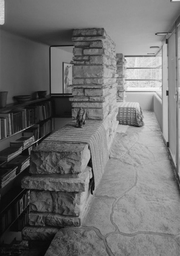 [Third floor gallery, from top of stairway, Fallingwater]