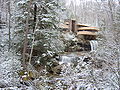 Winter picture of Fallingwater from southwest lookout - classic view