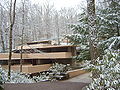 Winter picture of Fallingwater from driveway approach