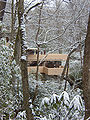 Winter picture of west side of Fallingwater house, portrait
